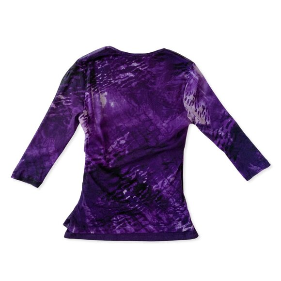 Vintage Olsen Y2K Purple Mesh Wrap Top Whimsigoth Witchy Fairy Sultry Boho Cyber - Picture 3 of 16